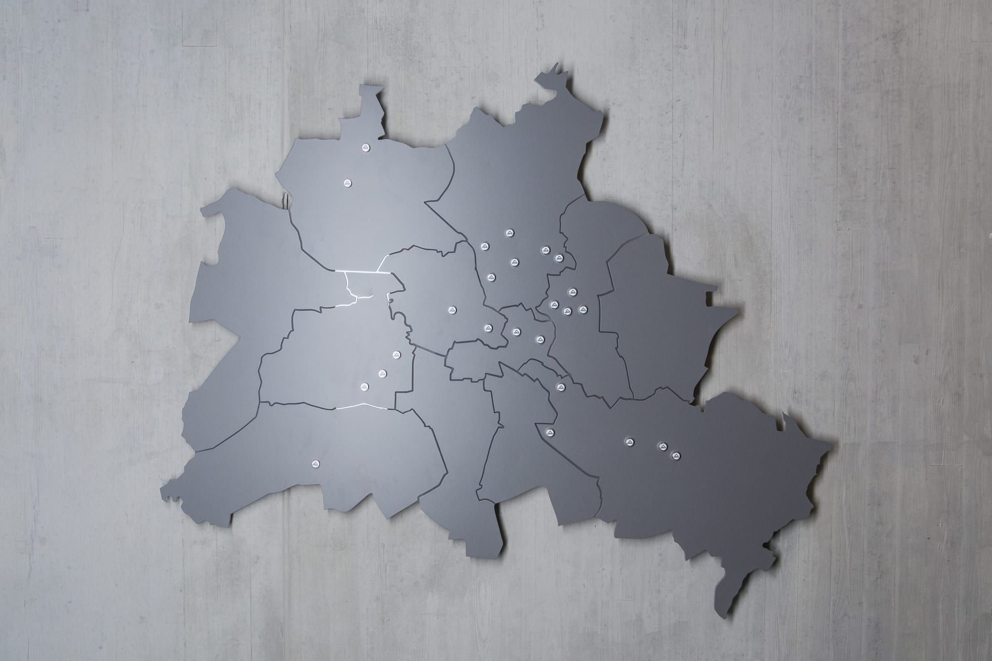 Wandkarte von Berlin aus Aluminium, unbeleuchtet